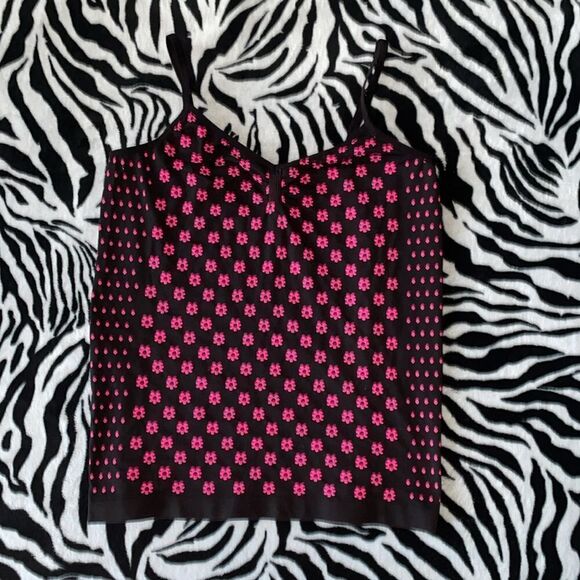 Plus size women’s stretchy camisole spaghetti strap flower top - Picture 1 of 6
